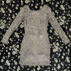 grey sequin mini dress